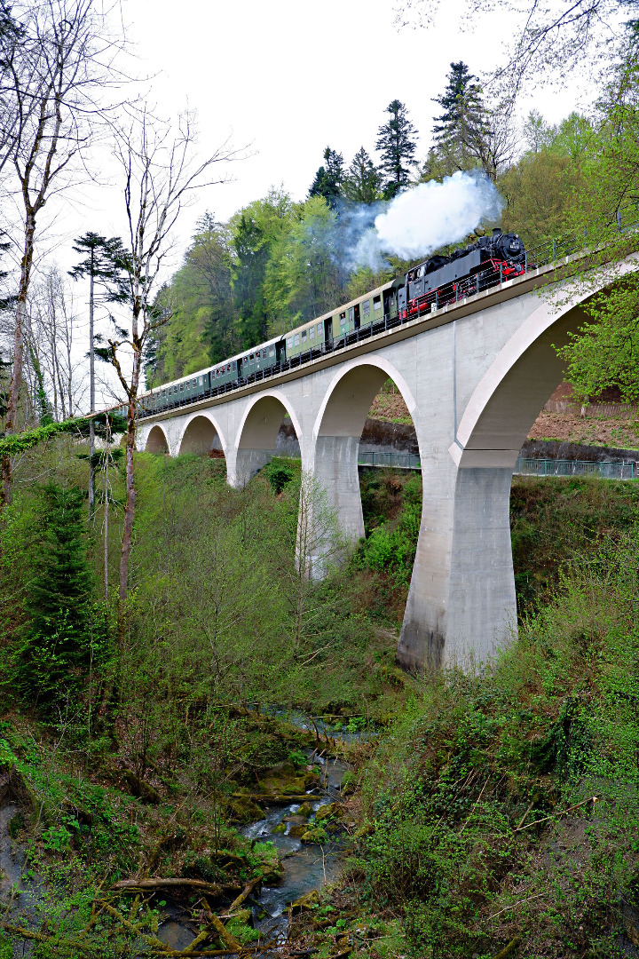 Fahrt über den Laufenmühle-Viadukt